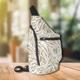 Zebra Animal Print Mit Monogramm Crossbody Bag