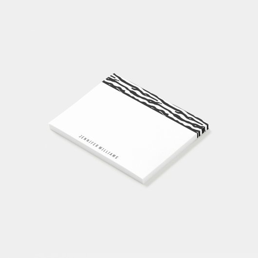 Zebra Animal Print Muster Schwarz-weißer Individue Post-it Klebezettel (angewinkelt)