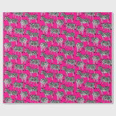 Zebra Animal Print Trendy Hot Pink farbenfroh Funk Geschenkpapier (Flach)