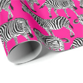 Zebra Animal Print Trendy Hot Pink farbenfroh Funk Geschenkpapier (Rolleneckpunkt)