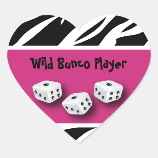 Zebra Animal Print World Bunco Player Herz-Aufkleber (Vorderseite)