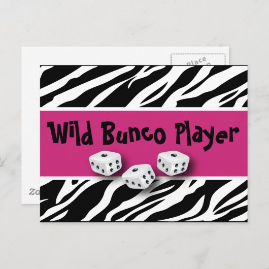 Zebra Animal Print World Bunco Player Postkarte (Vorne/Hinten)