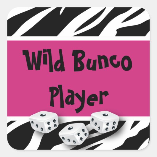 Zebra Animal Print World Bunco Player Quadratischer Aufkleber (Vorderseite)