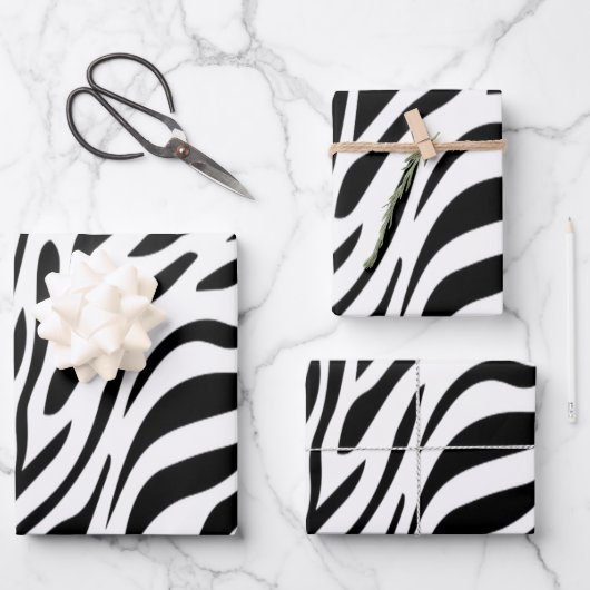 Zebra Animal Print Wrapping Paper Flat Sheet Geschenkpapier Set (Vorderseite)
