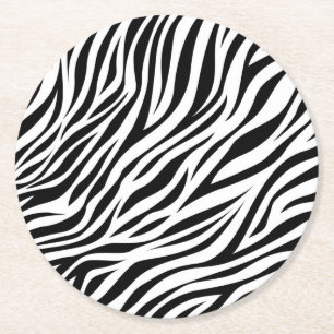 Zebra Animal Skin Print Pattern-15391 Runder Pappuntersetzer