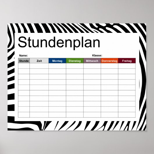 Zebra Animalprint Poster (Vorne)