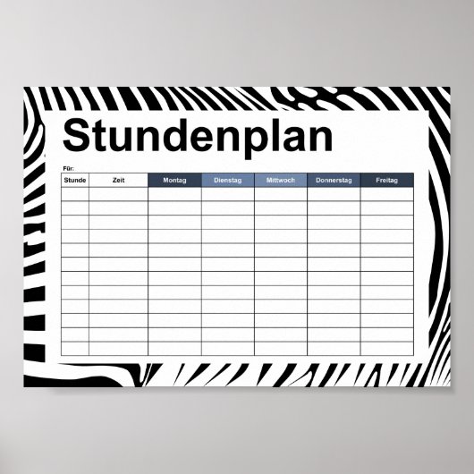 Zebra Animalprint Poster (Vorne)