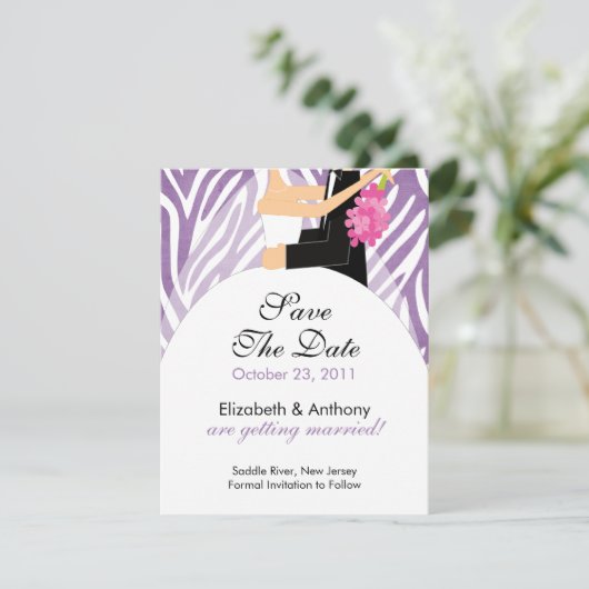 Zebra Ankündigung Datum freihalten Lila (Stehend Vorderseite)