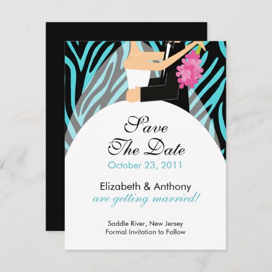 Zebra Ankündigung Datum freihalten Turquoise (Vorne/Hinten)