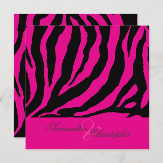 Zebra/Anpassbare Hintergrundfarbe Einladung (Vorne/Hinten)