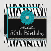 Zebra-aquamarines Gänseblümchen Druckedelstein-50. Einladung (Vorne/Hinten)