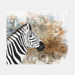 Zebra art Brown Gray Fleecedecke