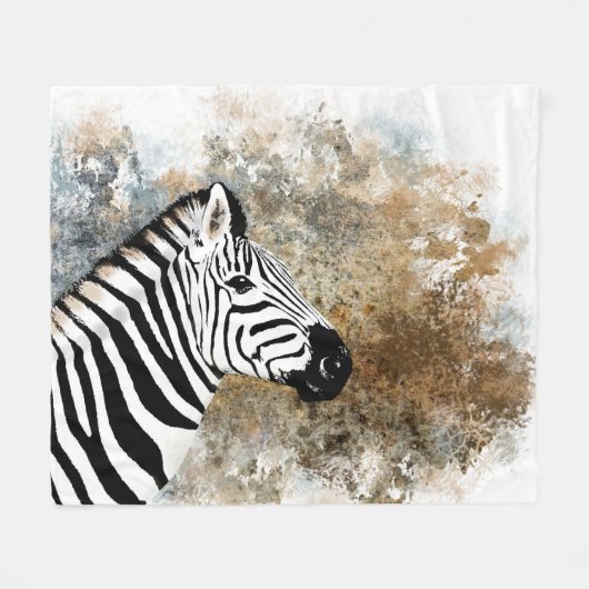 Zebra art Brown Gray Fleecedecke (Vorderseite (Horizontal))
