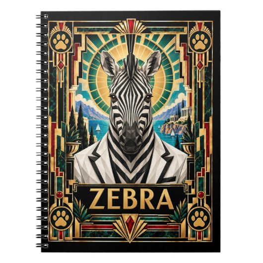 Zebra, Art Deco Wildtiere Notizblock (Vorderseite)