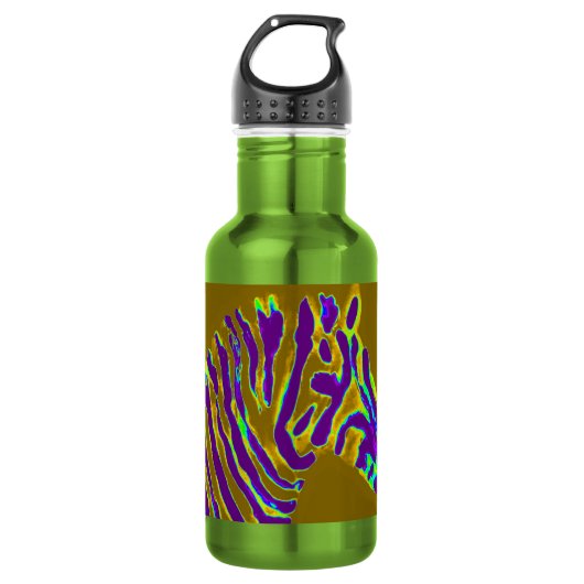 Zebra Art Lila Strip Trinkflasche (Vorderseite)