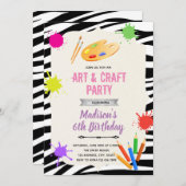 Zebra Art Party Einladung (Vorne/Hinten)