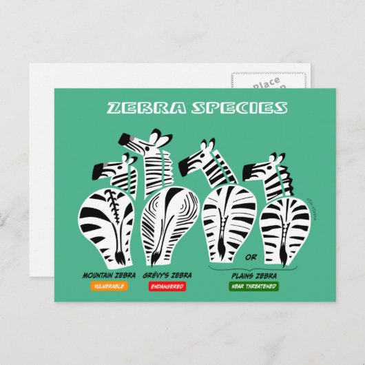 Zebra-Arten Postkarte (Vorne/Hinten)