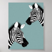 Zebra auf blaues Poster (Vorne)