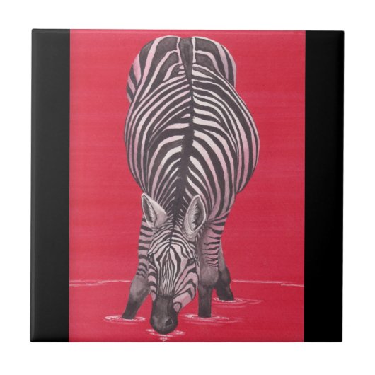 Zebra auf der Roten Keramik Fliese (Vorderseite)