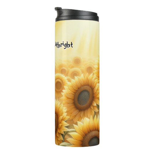 Zebra auf einem Sonnenblumenfeld Thermosbecher (Nach rechts gedreht)