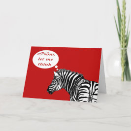 Zebra auf Rotem, denkend, muss es Ihr Geburtstag Karte