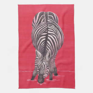 Zebra auf rotem Geschirrtuch
