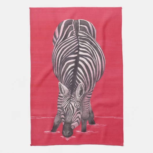 Zebra auf rotem Geschirrtuch (Vertikal)