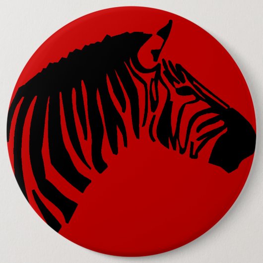 ZEBRA AUF ROTEM KNOPF BUTTON (Vorderseite)