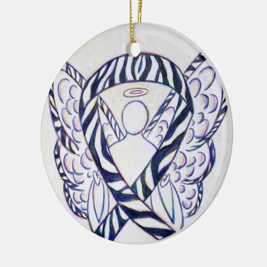 Zebra Awareness Ribbon Angel Kunst, Dichtung und M Keramik Ornament (Links)