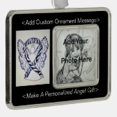 Zebra Awareness Ribbon Angel Ornament Rahmen-Ornament Silber (Rechts)