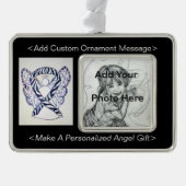 Zebra Awareness Ribbon Angel Ornament Rahmen-Ornament Silber (Vorderseite)