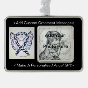 Zebra Awareness Ribbon Angel Ornament Rahmen-Ornament Silber