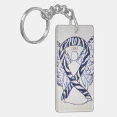 Zebra Awareness Ribbon Angel Schlüsselkette Schlüsselanhänger (Vorderseite links)