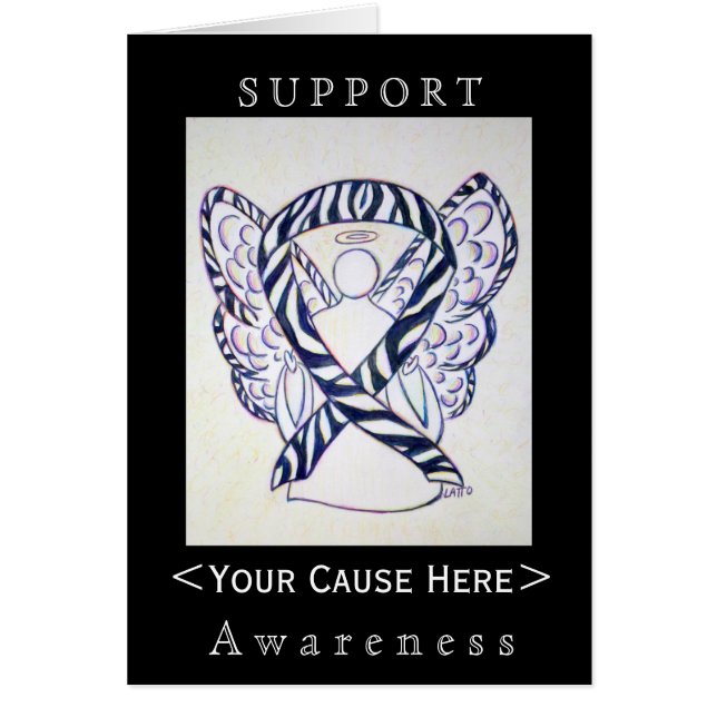 Zebra Awareness Ribbon Engel individuelle Karte (Vorne)