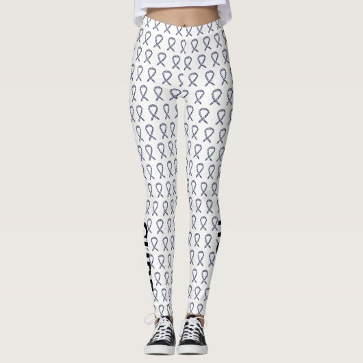 Zebra Awareness Ribbon Hope Cure Custom Leggings (Vorderseite)