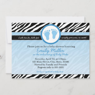 Zebra Baby Boy Dusche Einladung Blue