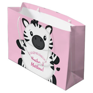 Zebra Baby Dusche Pink Große Geschenktüte