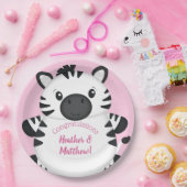 Zebra Baby Dusche Pink Pappteller (Party)