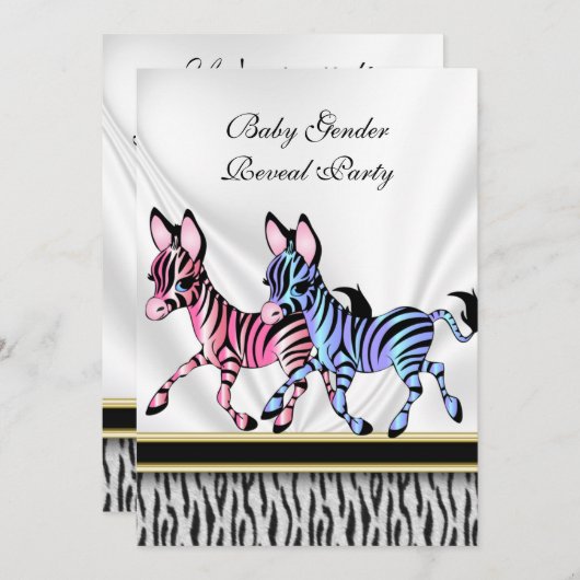 Zebra Baby Gender Reveal Party Einladung (Vorne/Hinten)