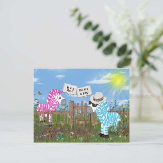 Zebra Baby Gender Reveal Party Einladung (Stehend Vorderseite)