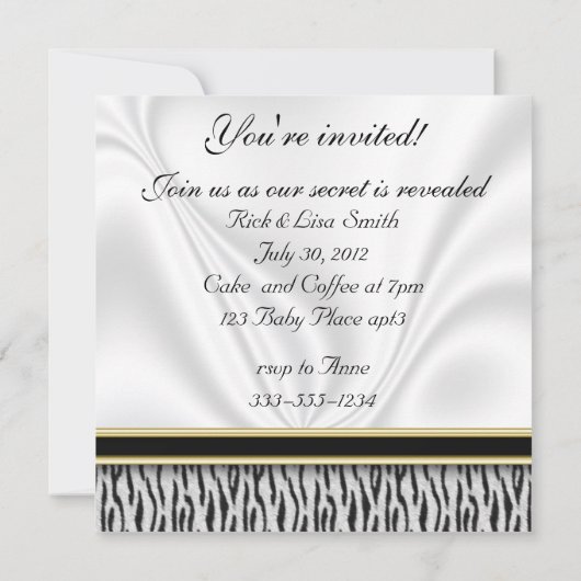 Zebra Baby Gender Reveal Party Einladung (Rückseite)