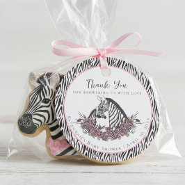 Zebra Baby Girl Floral Safari Shower Thank You Geschenkanhänger