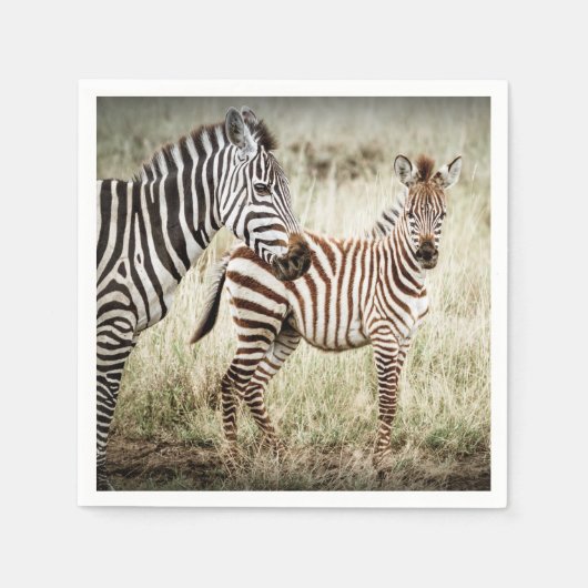 Zebra & Baby Napkins Serviette (Vorderseite)