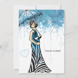 Zebra Baby Showeinladung - Blue2 Einladung