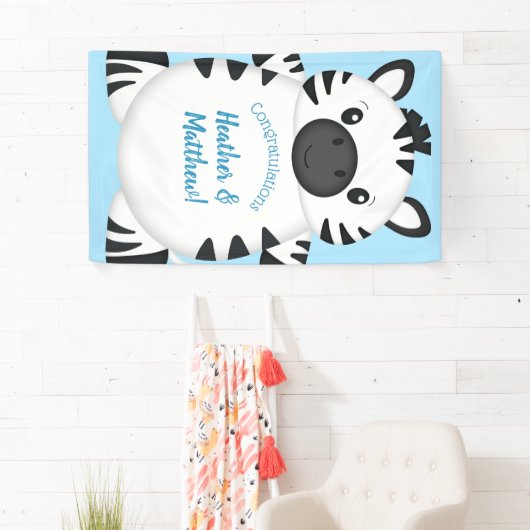 Zebra Baby Shower Blue Banner (Insitu)