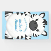 Zebra Baby Shower Blue Banner (Horizontal)