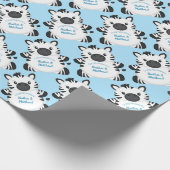 Zebra Baby Shower Blue Geschenkpapier (Ecke)