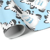 Zebra Baby Shower Blue Geschenkpapier (Rolleneckpunkt)