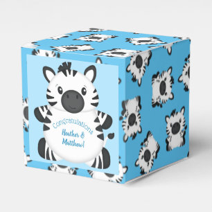 Zebra Baby Shower Blue Geschenkschachtel