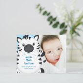 Zebra Baby Shower Blue Postkarte (Stehend Vorderseite)